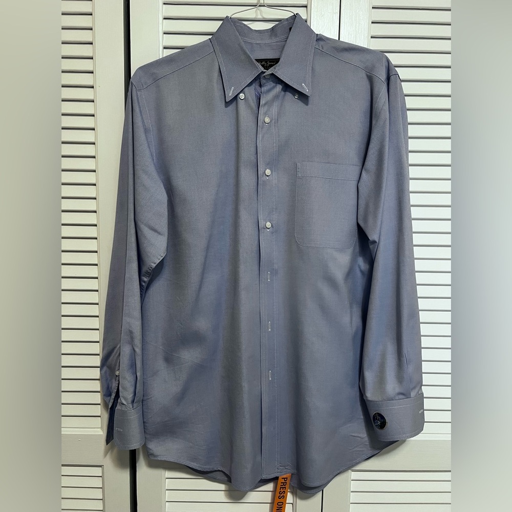Bobby Jones Blue Dress Shirt Long-Sleeved Button-Down